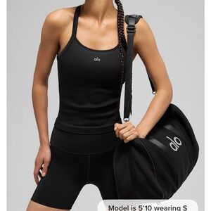 ALO Yoga Black Seamless Ribbed Bra Tank L